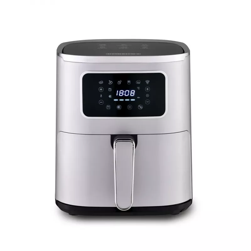 Karstā gaisa friteris HEINRICH'S HFR 8216 — 5 L, 1450 W, skārienjutīga vadība, LED displejs, sudraba krāsa, atsevišķi novietojams