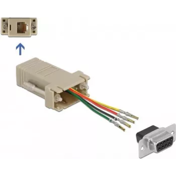 Montāžas komplekts D-Sub 9 kontaktu ligzda uz RJ11/RJ14 DeLOCK 66770