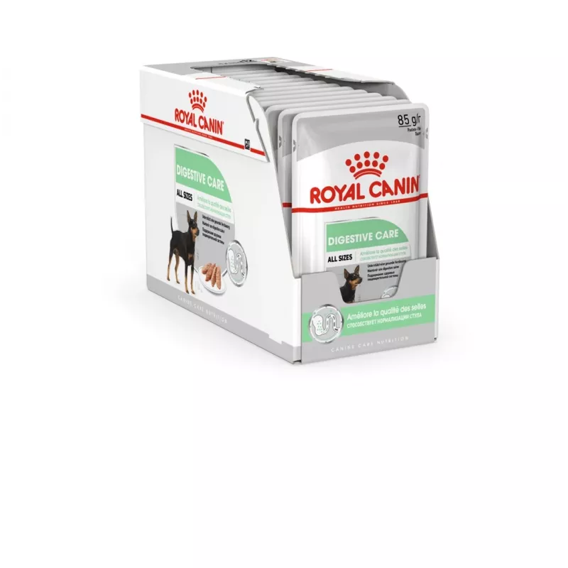 Mitrā suņu barība Royal Canin Digestive Care Gaļas & dārzeņu maisiņi 12 x 85 g — pieaugušiem suņiem, gremošanas atbalsts