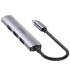 USB-C centrmezgls Unitek H1208B — 1x USB-A 5 Gbps, 3x USB-A 2.0, USB-C saimniekdators, alumīnija korpuss, 0,20 m kabelis
