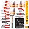 Mehānikas instrumentu komplekts Knipex 00 21 06 — 68 instrumenti, ietver adatdeguna un ūdenssūkņa knaibles, sarkani/dzelteni instrumenti, melns futrālis (515×438×265 mm)