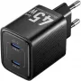 Vention FEFB0-EU 45W iekštelpu maiņstrāvas ātrais lādētājs 2× USB-C — viedtālrunim, klēpjdatoram, planšetdatoram, viedpulkstenim, austiņām (melns)