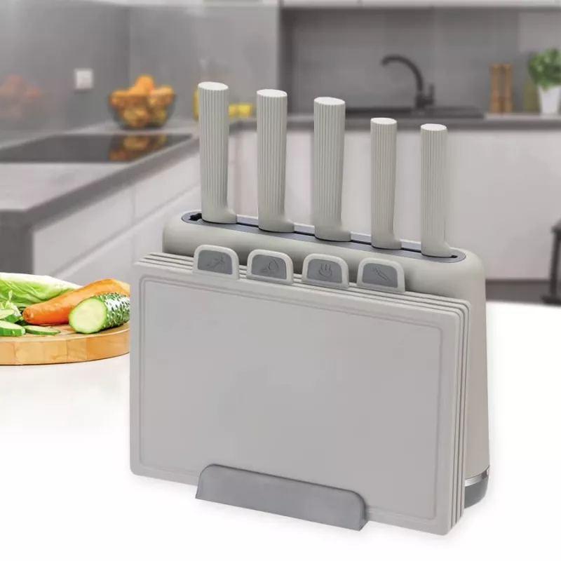 Maestro MR-1412-GREY nažu komplekts ar nazu turētāju un griešanas dēlīšu komplektu, pelēks