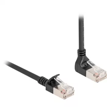 Delock - Tīkla kabelis - RJ-45 (V) uz augšu leņķveidīgs uz RJ-45 (V) taisns - 2,0 m - 4,5 mm - S/FTP - CAT 6a - Ekranēts, bez halogēna - Melns (80288)