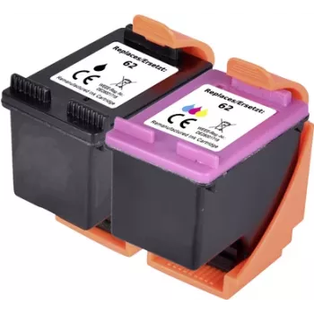 Renkforce tintes komplekts, aizstāj HP 62 (N9J71AE) saderīgais komplekts melna, ciāna, fuksīna, dzeltena RF-I-HP62BKCMY2PK RF-5705430 (RF-5705430)