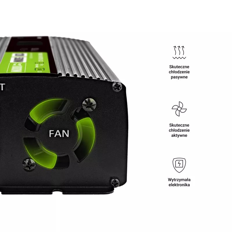 Green Cell sprieguma pārveidotājs PowerInverter LCD 12 V 500W/1000W auto invertors ar displeju - tīra sinusoīda strāvas adapteris Auto Melns