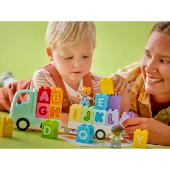 Konstruktors LEGO DUPLO 10421 ABC kravas automašīna, 36 gabali, 2 minifigūras, vecumam no 2 gadiem, izmēri 110×140×70 mm