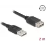 USB A uz USB A kabelis DELOCK 81513 — USB 2.0, 2 m, melns, ar zelta pārklājumu kontaktiem
