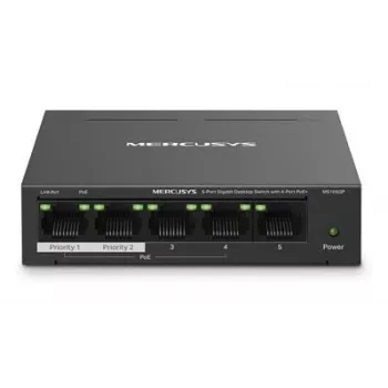 Mercusys 5 portu Gigabit darbvirsmas slēdzis ar 4 portu PoE+