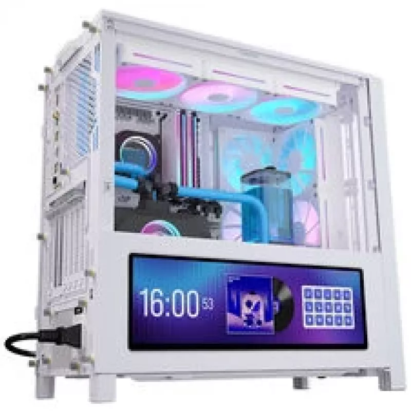 Corsair FRAME 4000D LCD RS datora korpuss, Midi-Tower, ATX, ARGB, rūdīts stikls - balts
