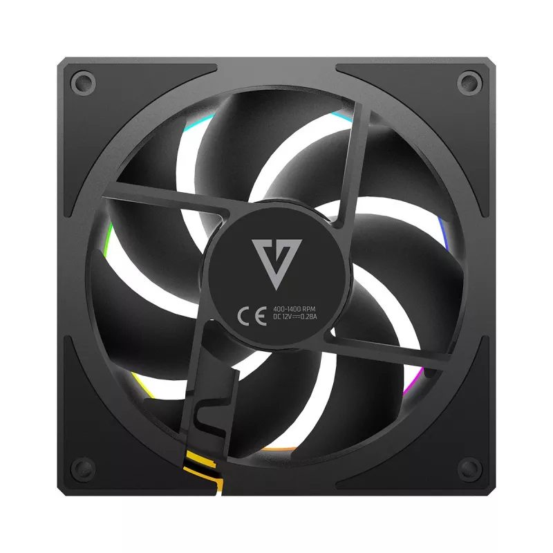 Korpusa ventilators MODECOM VOLCANO LOOP 120 ARGB Reverse Fan Melns 120 mm PWM 400–1400 RPM ARGB galvene