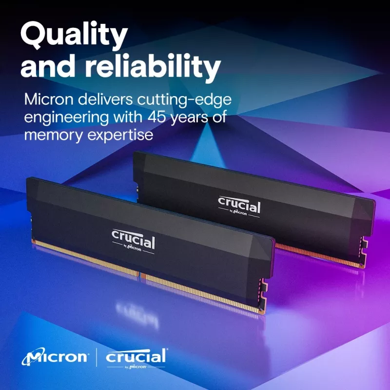 Crucial Pro OC 32GB (2x16GB) DDR5 PC5-48000C38 6400MHz UDIMM divkanālu komplekts