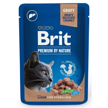 Mitrā kaķu barība Brit Premium Cat Liver Sterilised ar aknām, 100 g