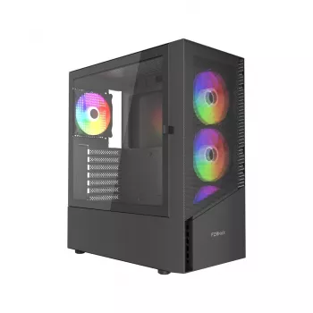 PC Case GEMBIRD Fornax 4300 Midi Tower ATX, rūdīts stikls, 2x3.5 collu nodalījumi, 3x2.5 collu nodalījumi, ARGB ventilatoru atbalsts, USB 3.2 Gen1