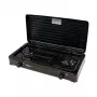 Mpm Kn-02/1kb portatīvā gāzes plīts kempingam ar 2 degļiem, emaljētu režģi, aizsargvāku, standarta G30-37 Mbar, melna