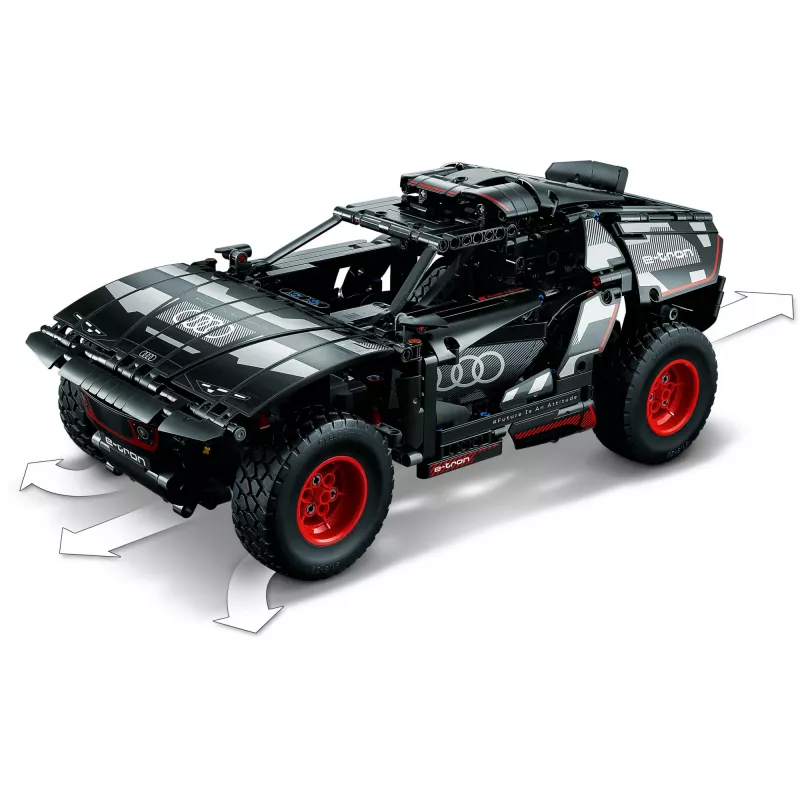 LEGO Technic bezceļa transportlīdzekļa modeļa komplekts Audi RS Q e‑tron 42160 — 914 detaļas, ieteicamais vecums 10+