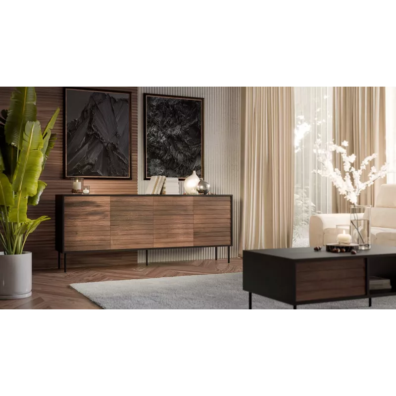 Cama 4D CORTINA kumode 200x40x81 melns/valrieksts