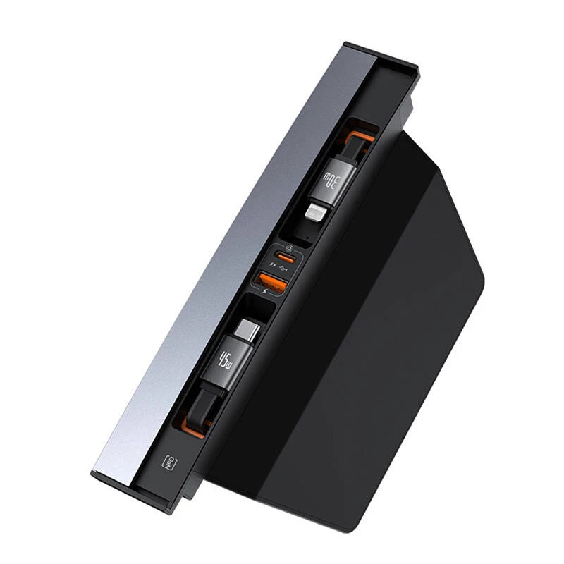 Hub Baseus T-Space ar USB-C uz Lightning kabeļiem Tesla automašīnām (melns)