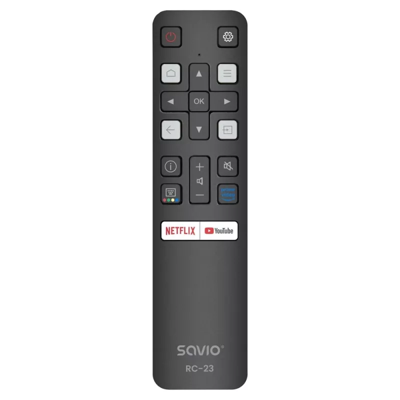 SAVIO RC-23 universālā IR bezvadu tālvadības pults TCL televizoriem — 19 pogas, 10 m darbības rādiuss