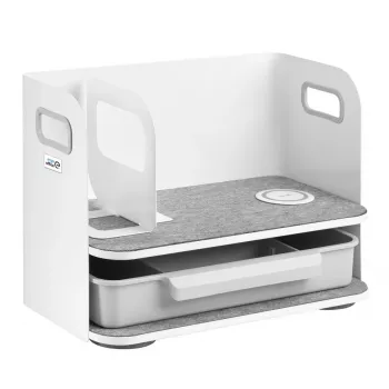 Galda organizators ar atvilktni un bezvadu lādētāju Ergo Office, balts, maks. 10kg, ER-441
