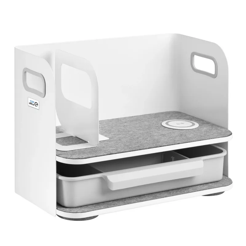 Galda organizators ar atvilktni un bezvadu lādētāju Ergo Office, balts, maks. 10kg, ER-441