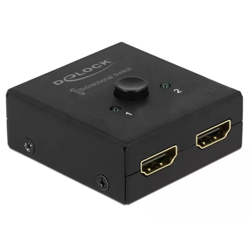 DeLock HDMI 2 - 1 divvirzienu 4K 60 Hz kompakts - Mazumtirdzniecības iepakojums - Video/Audio pārslēdzējs - 2 x HDMI - Galddatoram (64072)
