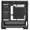 PC Midi Tower DeepCool CG380 3F — Melna, 235×437×451 mm, 2x120 mm sānu + 1x120 mm aizmugurējie ventilatori, apakšējais barošanas bloks, 2,5 collu/3,5 collu HDD