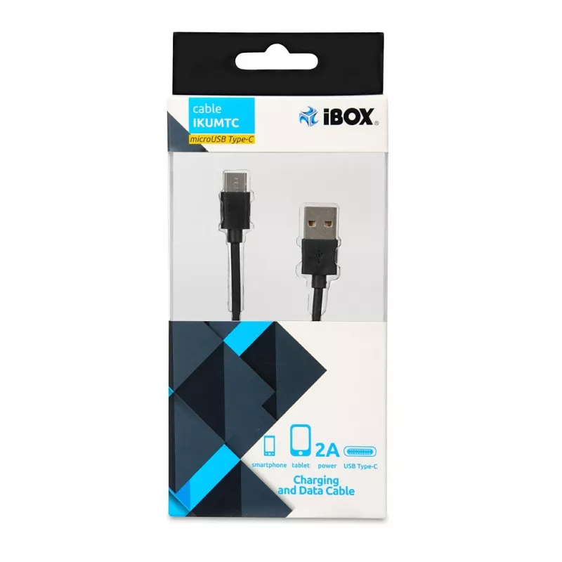iBox IKUMTC USB kabelis 1 m USB 3.2 Gen 1 (3.1 Gen 1) USB A USB C Melns