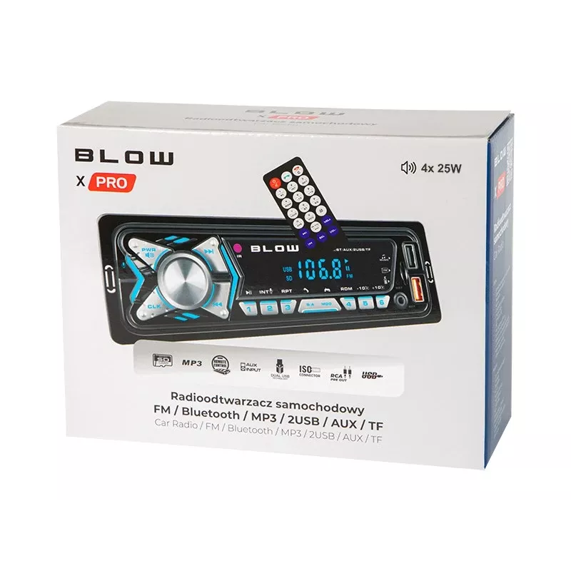 BLOW X-PRO MP3/USB/micro USB/BLUETOOTH auto radio Melns