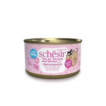 Slapjā kaķu barība Agras Pet Foods Schesir Baby in Brühe 70 g — vista, bez graudiem, junior kaķiem