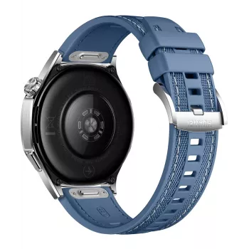 Viedpulkstenis HUAWEI WATCH GT5 46mm — 1,43 collu AMOLED, GPS, 524 mAh, nerūsējošā tērauda korpuss, zila austa siksniņa