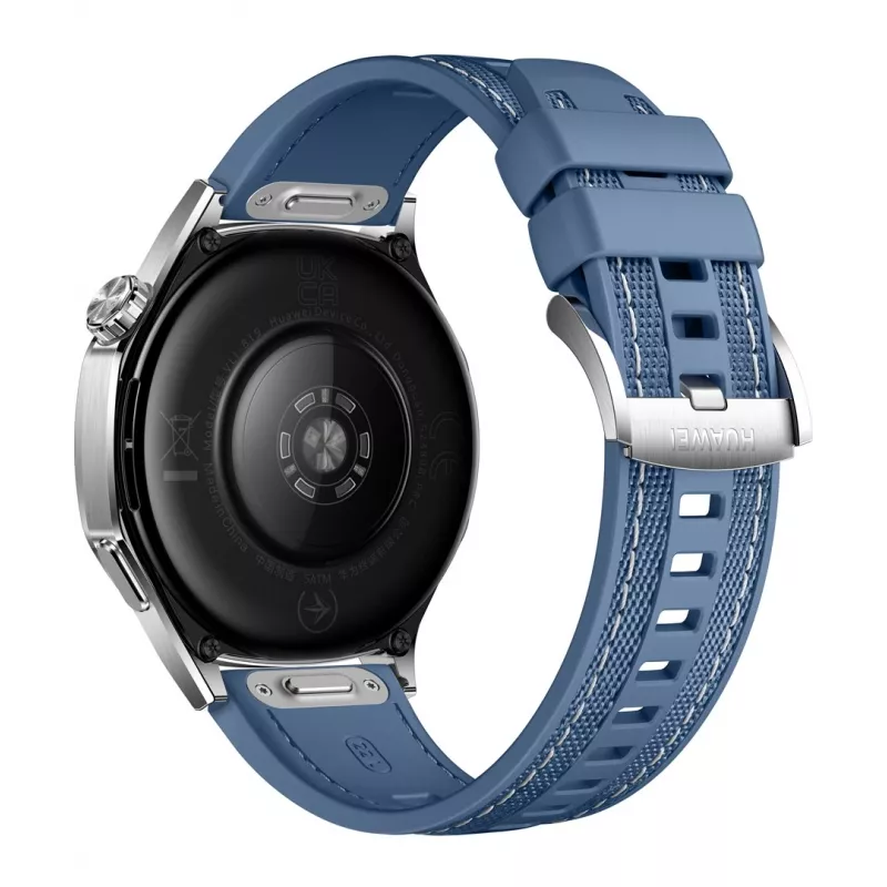 Viedpulkstenis HUAWEI WATCH GT5 46mm — 1,43 collu AMOLED, GPS, 524 mAh, nerūsējošā tērauda korpuss, zila austa siksniņa