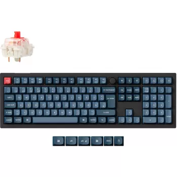 V6 Max, Gaming Keyboard melns/zili pelēks, DE izkārtojums, Gateron Jupiter Red, Hot-Swap, RGB