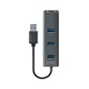 SAVIO USB-A centrmezgls ar RJ-45 Gigabit Ethernet AK-57 — 3× USB-A + RJ-45, USB 3.2 Gen 1 Micro‑B resursdators, 5 Gbit/s, 4 porti, pelēks