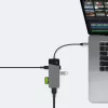 USB Type‑C centrmezgls zaļa Cell HUBGC01 — 7 pieslēgvietas: 3×USB‑A 3.2 Gen 1, 1×USB‑C 3.2 Gen 1, HDMI, microSD+SD karšu lasītājs — sudrabains