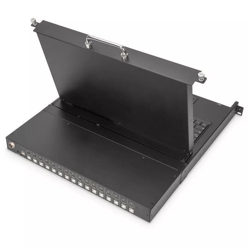 Digitus 17 collu HD LCD KVM konsole 16 portu HDMI vācu tastatūra