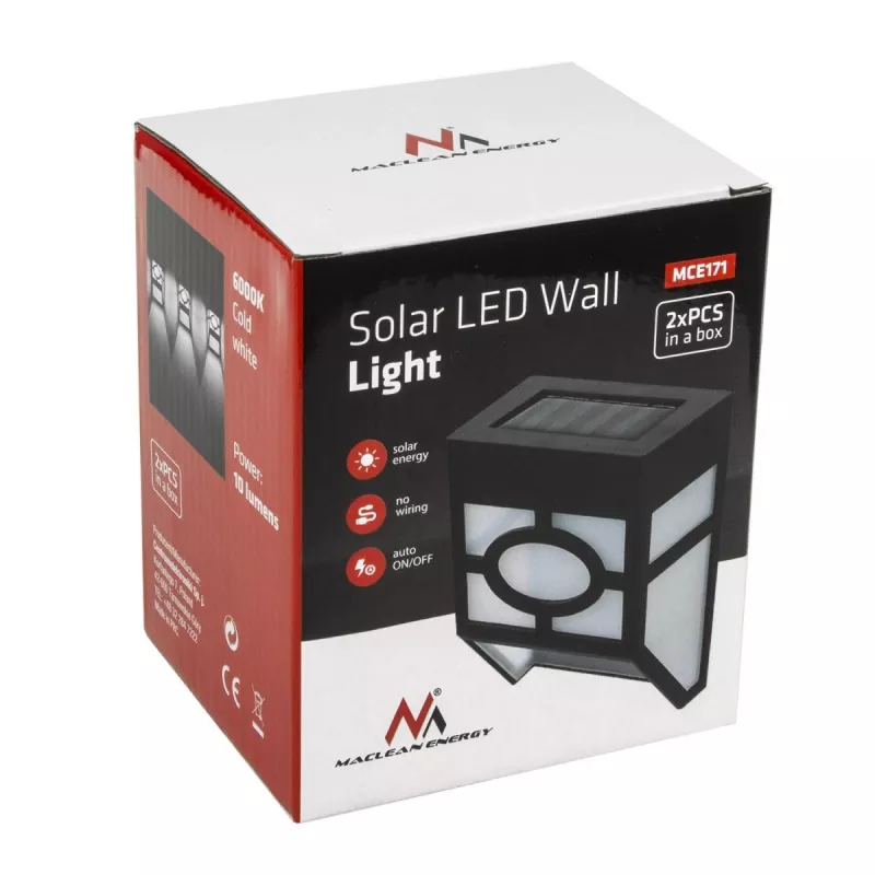 Saules dārza lampa MACLEAN MCE171 komplekts 2 gab. LED ar saules enerģiju darbināmas āra gaismas