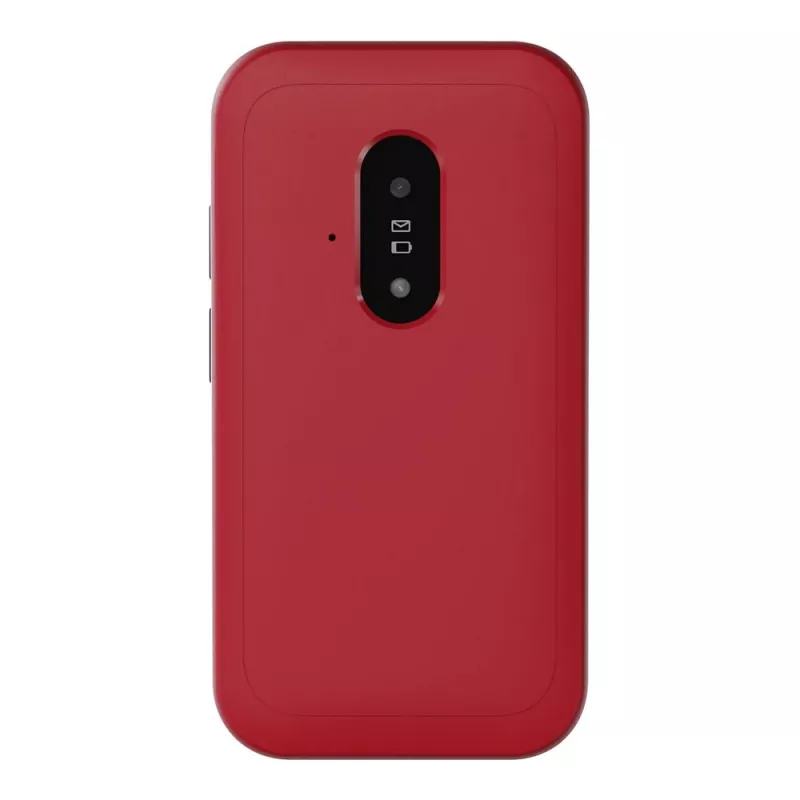 Feature phone Doro Leva E22 atvāžamais, 2,8 collu (7,11 cm) displejs, Viena SIM karte, 0,3 MP kamera, 1150 mAh, 127,8 g, Sarkans/Balts