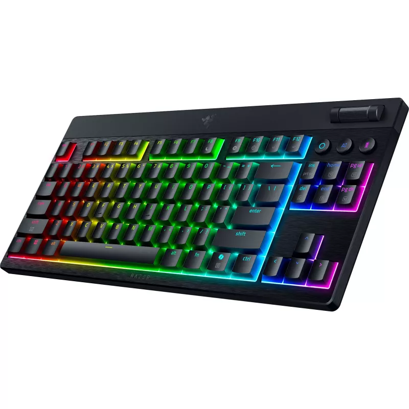 MelnsWidow V4 Low-Profile TKL HyperSpeed, spēļu tastatūra melna, DE izkārtojums, Razer Low-Profile oranža