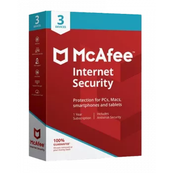 McAfee Internet Security - 3 lietotāji, 1 gads, globāls