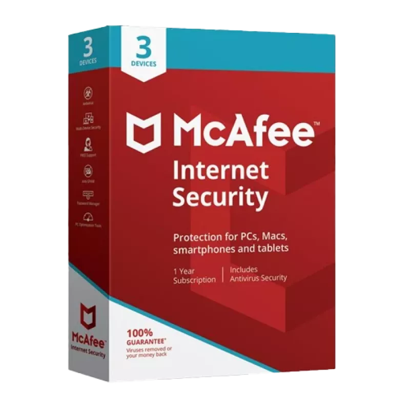 McAfee Internet Security - 3 lietotāji, 1 gads, globāls