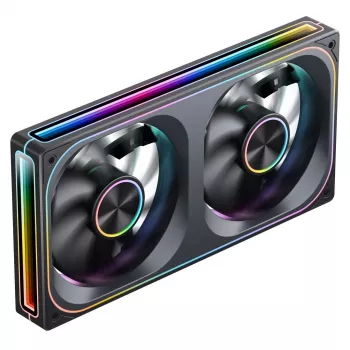 120mmx2 ARGB PWM korpusa ventilatori, Jonsbo ZA-240 Infinity Mirror 240mm melns