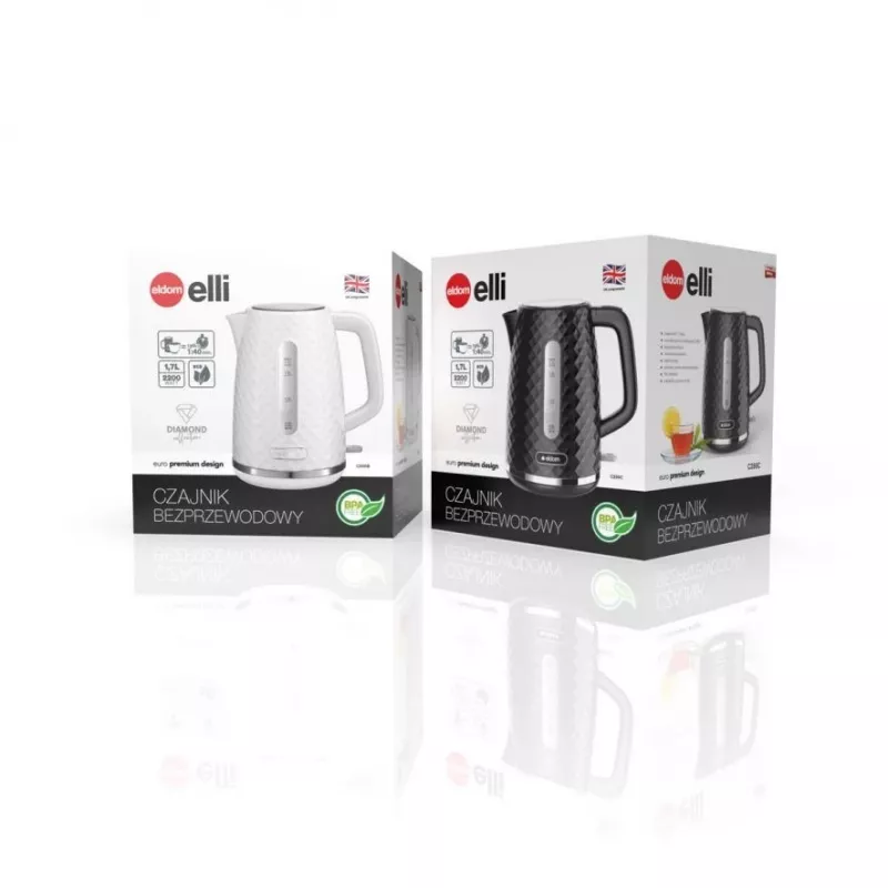 C280C ELDOM tējkanna ELLI, tilpums 1,7 l, jauda 2200 W, melna, strix, melna