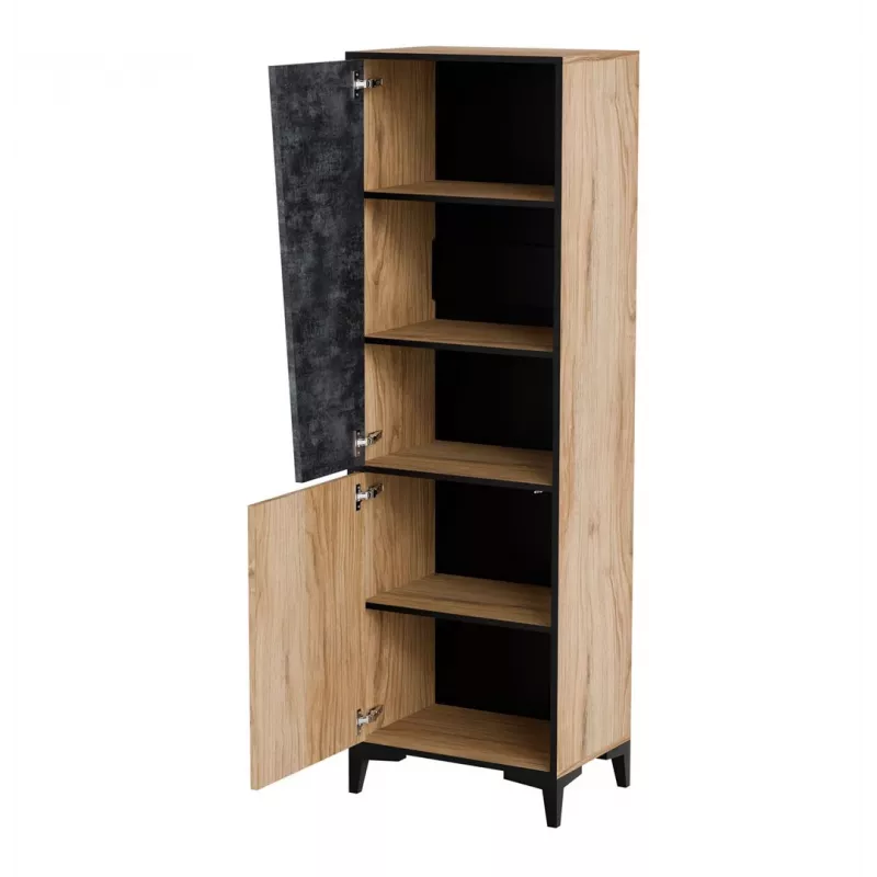 Plauktu bloks cama meble OVO 2D grāmatu skapis 50×38×182,5 cm ozols/betons