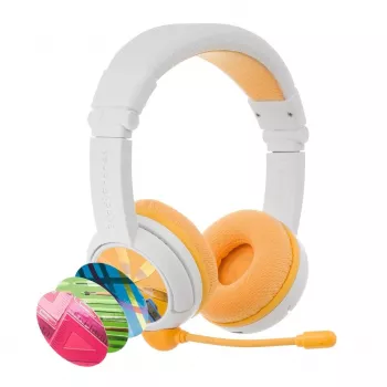 BuddyPhones School+ austiņas vadu un bezvadu galvas saite Zvani/Mūzika USB Type-C Bluetooth Balta, Dzeltena