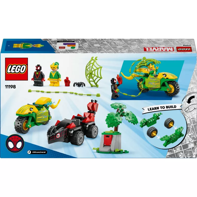 LEGO MARVEL 11198 Spin un Electro Dinozauru transportlīdzekļu vajāšana