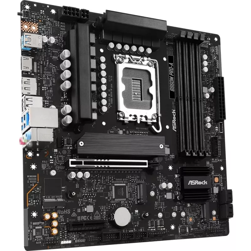 Mātesplate ASRock B860M Pro-A micro ATX — Intel B860, LGA 1851, DDR5, 4 DIMM, līdz 256 GB, 2.5Gb Ethernet