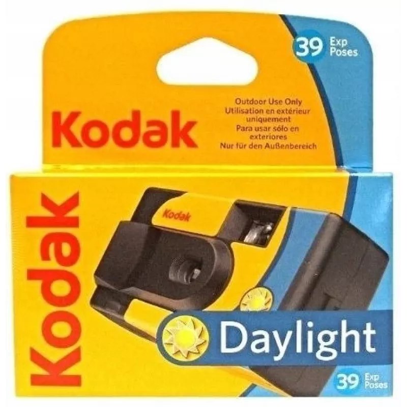 Kodak DAYLIGHT kamera, vienreizlietojama fotokamera ar krāsaino filmu 39 fotogrāfijām. Bez iebūvētas zibspuldzes.