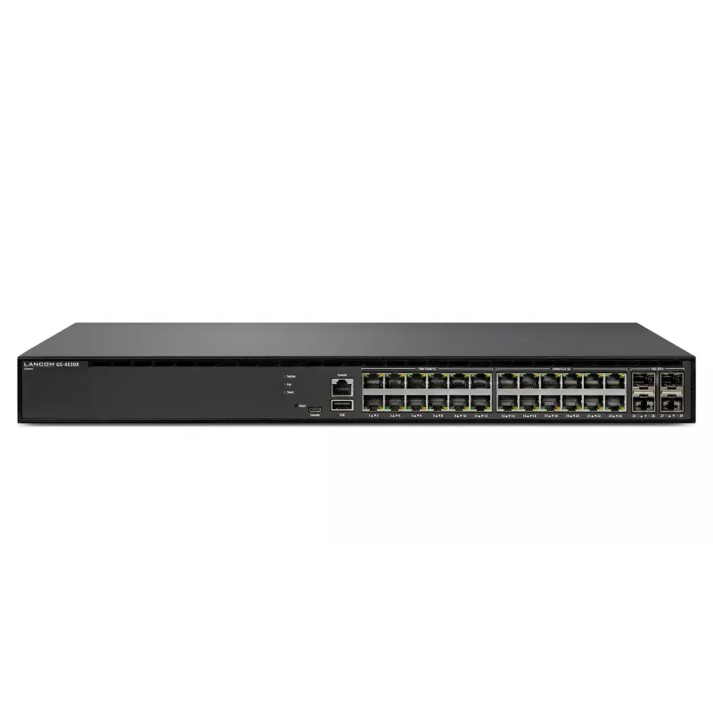 LANCOM GS-4530X - Slēdzis - pārvaldīts - 12 x 10/100/1000 + 12 x 100/1000/2.5G + 4 x 1 Gigabit / 10 Gigabit SFP+ + 2 x 10/40 Gigabit QSFP+ - Galddators