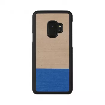 Telefona maciņš no koka Samsung Galaxy S9 — pelēki melns, aizsargājošs ciets vāciņš